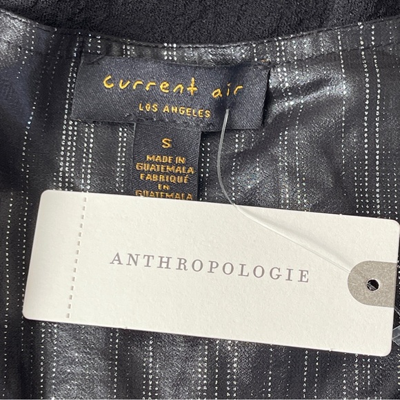 Current Air Anthropologie BRISTOL Blouse Size S Black Metallic Shimmer New - Picture 10 of 13